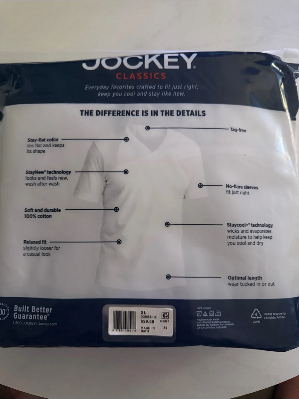 Jockey White Men’s V‑Neck Cotton Undershirts 3-Pack